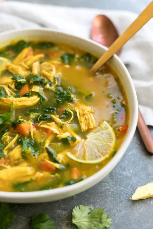 Ginger Turmeric Kale Chicken Soup
